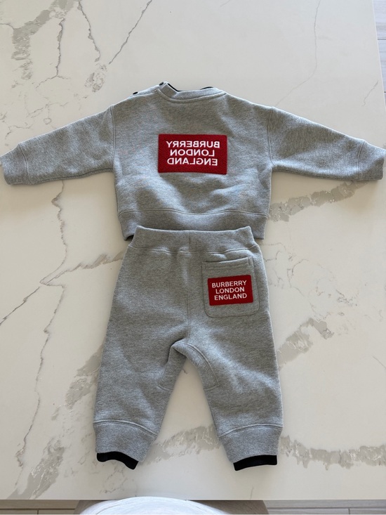 Burberry Other - Burberry Grey Baby Sweatshirt and Joggers with Red Logo Patch